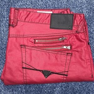 Guess Men's Red and Black Pants 90’s